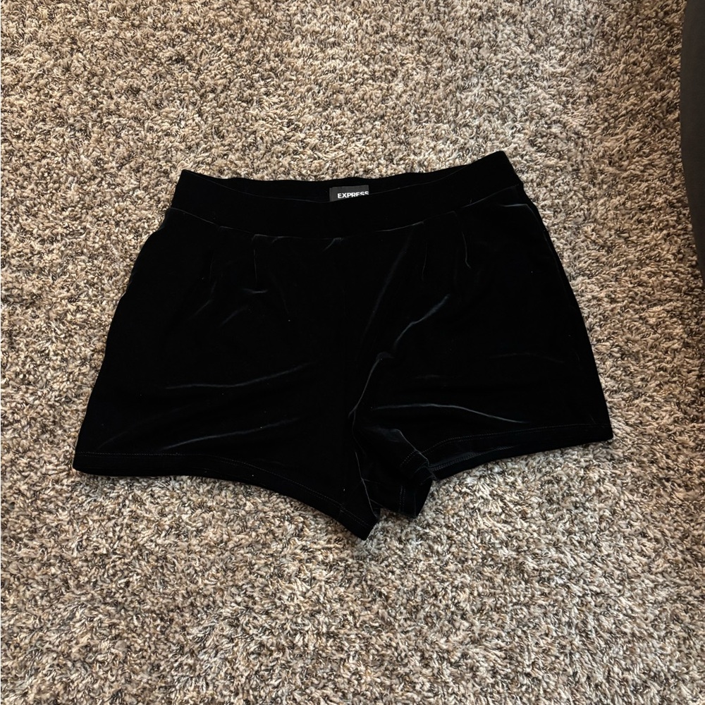 Express Black Velvet High-Waist Shorts